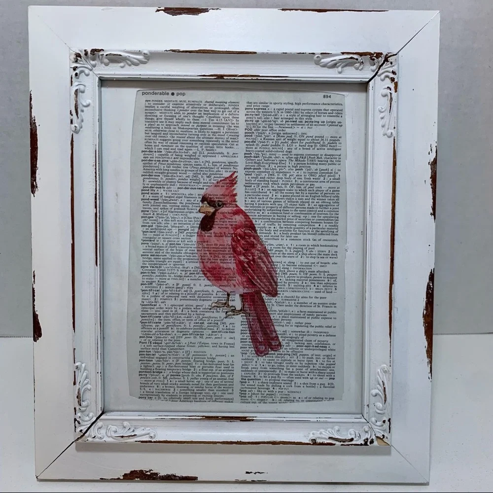 Dictionary Art Print Red Cardinal, Vintage Art Print
